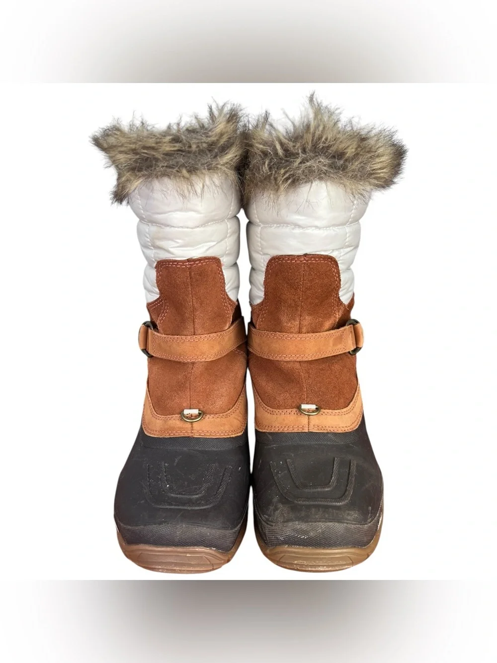 The North Face Shellista Suede/Quilted Winter Boots Faux Fur Trim Women’s Sz 8